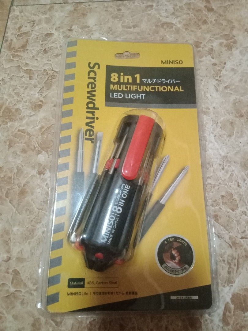 8-in-1 Screwdriver multifunctional multi tool flash light miniso japan LED (Category: Construction Tools & Equipment) located in Mandaluyong City. Submitted by read_b4_asking (Listing ID 1354378178, Image 1). Description: Pls read everything and see all photos before asking questions. Measurements are approximates; allow for slight discrepancies. RFS: Decluttering AS IS CONDITION. Nakastock lang sa bahay. Hindi po dinadaga o iniipis. Size is buye