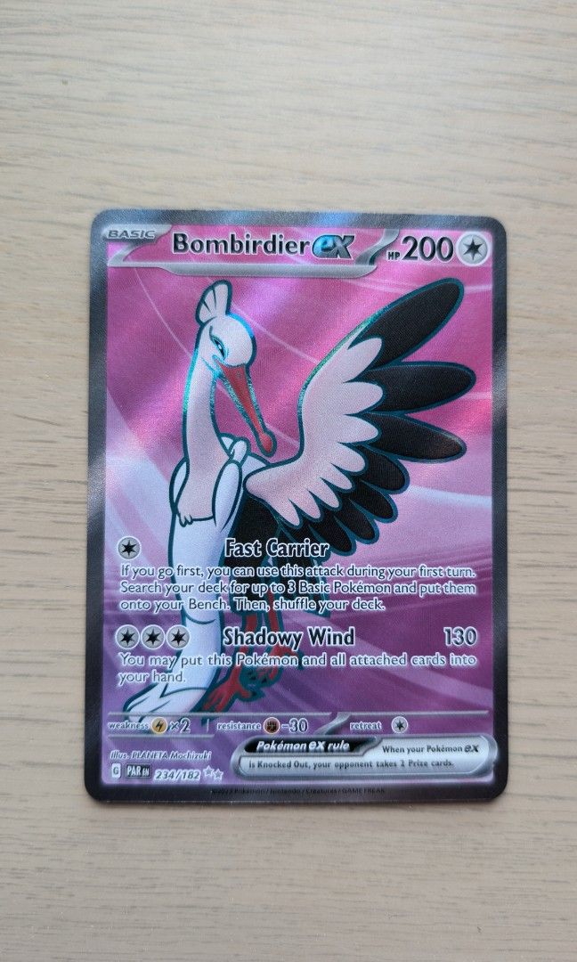 Pokemon Cards  Bombirdier ex - 234/182 - Full Art - Scarlet & Violet:  Paradox Rift, Hobbies & Toys, Toys & Games on Carousell