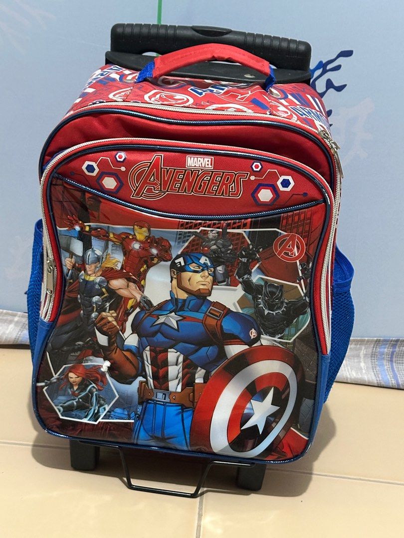 Avengers trolley (Category: Strollers) located in Manila. Submitted by maryjoremf13085 (Listing ID 1354470665, Image 1). Description: For sale Like new Original avengers trolley bag With lights Used 2x only Bawal po s school may gulong.