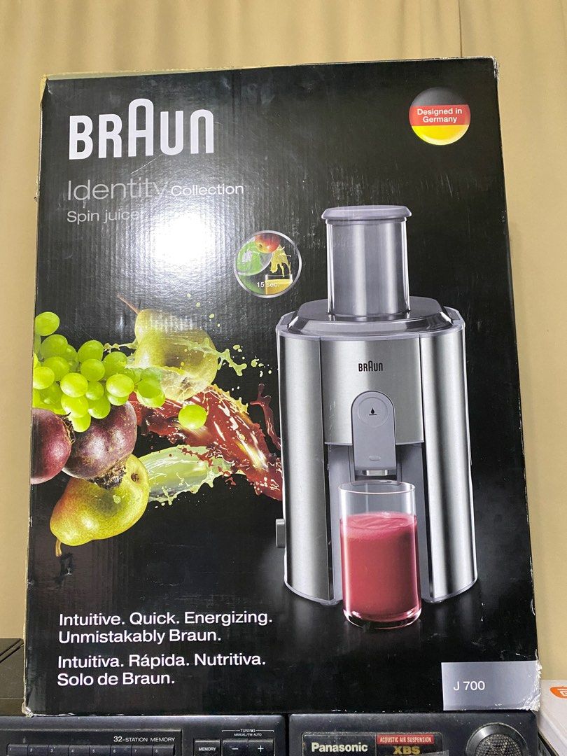 Braun Identity Collection Spin Juicer J700 (Category: Juicers, Blenders & Grinders) located in Muntinlupa City. Submitted by shalens.preloved (Listing ID 1354508824, Image 1). Description: Brandnew from Dubai. Hindi magagamit kasi meron kaming kenwood na juicer. .