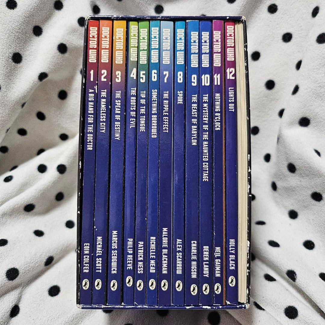 doctor who (12 books box set) (Category: Storybooks) located in Pasay City. Submitted by greeeysx (Listing ID 1354408431, Image 2). Description: 👩‍💻 slow to reply during weekdays (7am-5pm) 🤳 additional photos upon request 📍meet-ups: bonifacio high street central square (wed-fri, 6pm) 🚚 shipping: same day delivery (own booking), j&t (shipping fee c/o buyer, drop-offs: morning of mon/tue/sat) 💳 payment: gcash/bpi ⚠️ payment first before shipp