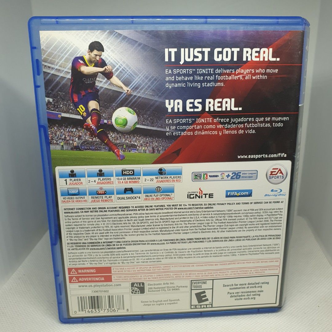 Fifa 14 (Sony Ps4/Ps5) (Category: PlayStation) located in Quezon City. Submitted by itemsforadoption (Listing ID 1354389417, Image 3). Description: Rfs: Its 2025! Happy New Year! Hoping you have a good year ahead of you! If you have questions feel free to send a message. Though I'll most likely be able to reply from 10am to 8pm. Please be patient and understanding. Decluttering games and items that I've picked up or for friends and family. Price: