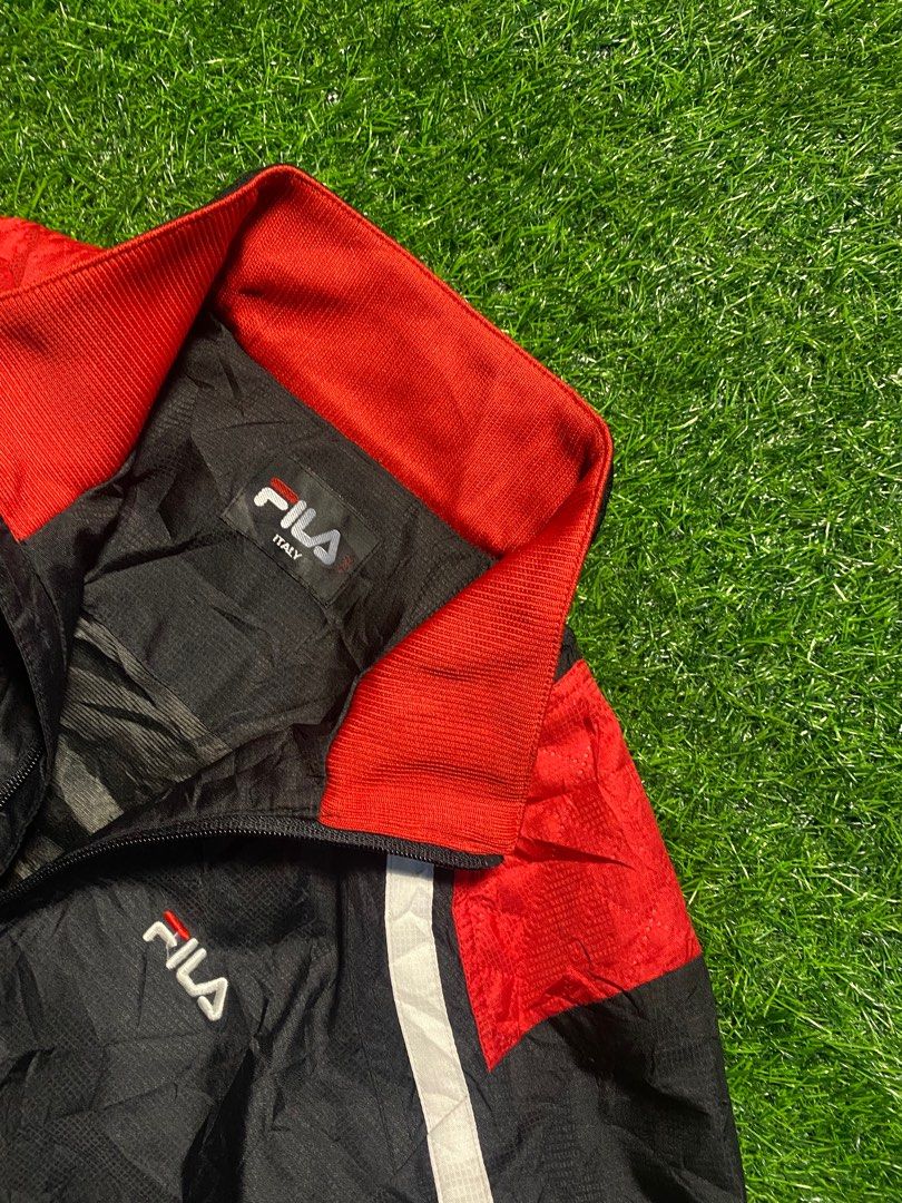 FILA Windbreaker(Women size) (Category: Coats, Jackets and Outerwear) located in Cebu City. Submitted by jackofallthrift (Listing ID 1354503543, Image 3). Description: Width:18 Length:22/23 Fits to S-M Cr:9.5/10 Missing Hood.