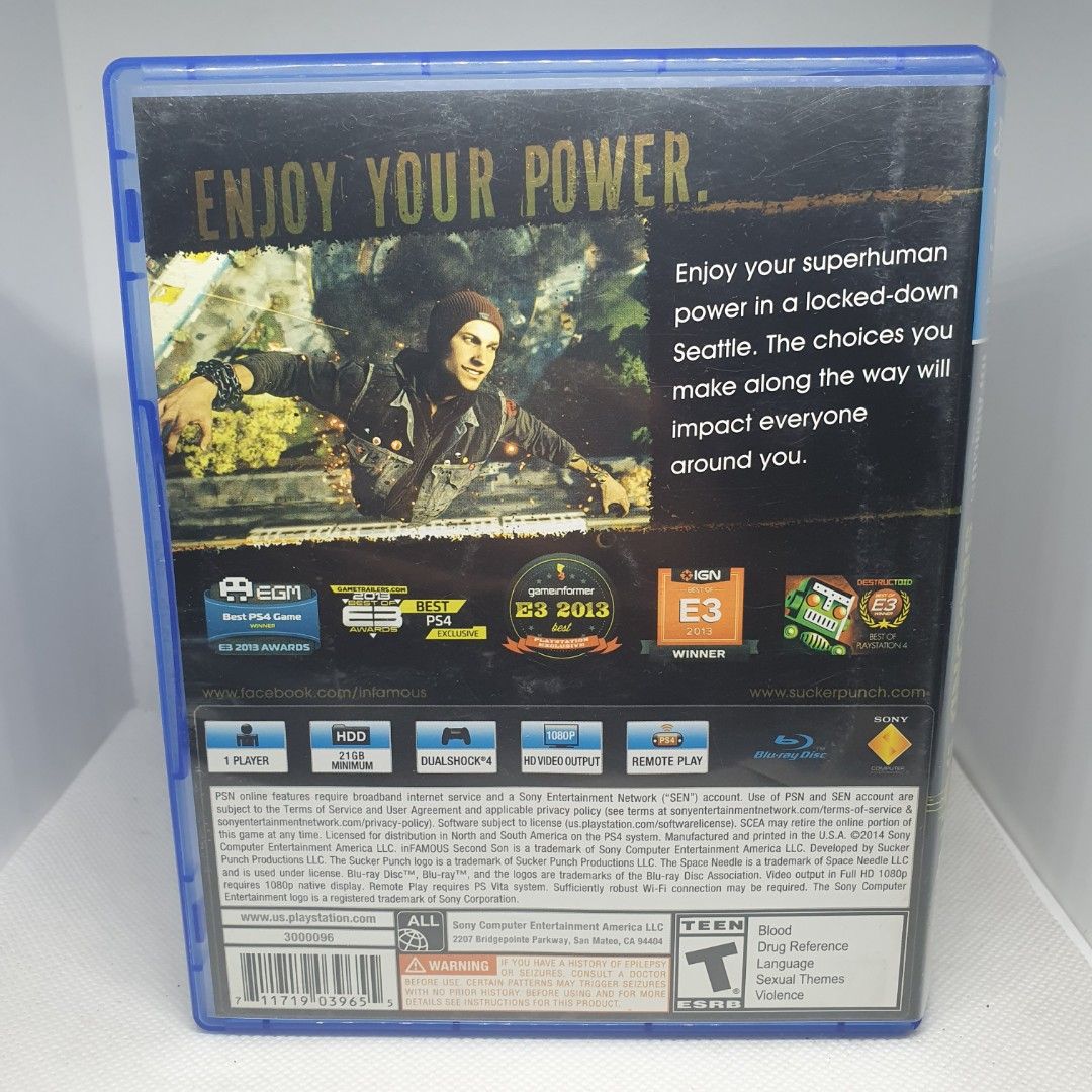 Infamous Second Son Limited Ed (Sony Ps4/Ps5) (Category: PlayStation) located in Quezon City. Submitted by itemsforadoption (Listing ID 1354390868, Image 3). Description: Rfs: Its 2025! Happy New Year! Hoping you have a good year ahead of you! If you have questions feel free to send a message. Though I'll most likely be able to reply from 10am to 8pm. Please be patient and understanding. Decluttering games and items that I've picked up or for fri