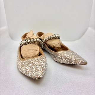 Jimmy Choo Beaded Crystal and Pearl Bing Pump Flats