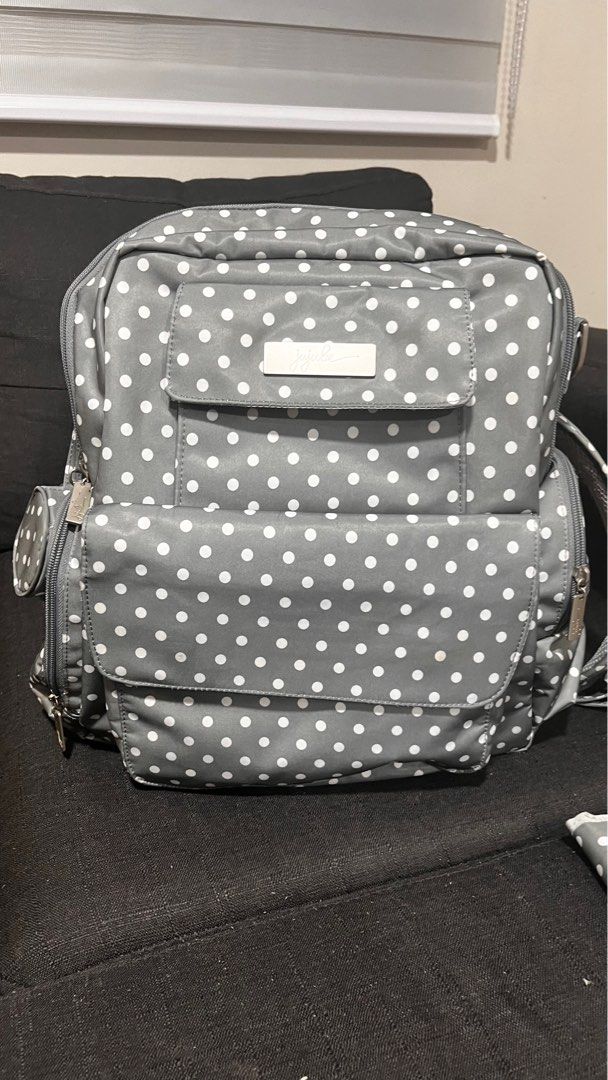 Jujube Nurtured Diaper Bag (Category: Diaper Bags & Wetbags) located in Pasig City. Submitted by batchimallari (Listing ID 1354328847, Image 1). Description: Jujube Nurtured Diaper Bag - gray polka dot, silver hardware With coin purse, changing pad, light tote bag In mint condition Repriced ₱5,000 - sold as set SF c/o buyer 📍 Pasig.