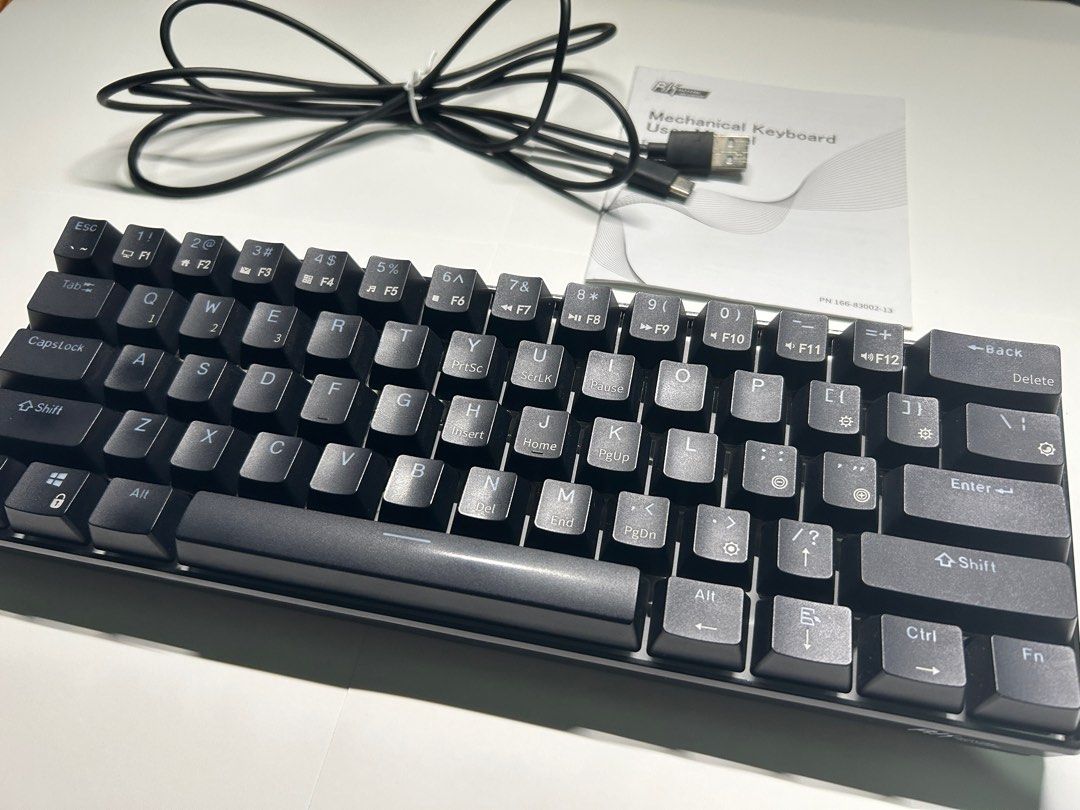 Royal Kludge RK61 Keyboard (Category: Computer Keyboard) located in Santa Rosa. Submitted by gondola88 (Listing ID 1354328691, Image 3). Description: Royal Kludge RK61 Red Linear Switches RGB Bluetooth Only. No Wireless Dongle. Shiny Keycaps from use. Left side USB port. Did not use for gaming. Used it only for office work. Keycap puller and free switches that came with the box is not included. (Lost them) Inclusions: Keyboard USB C Wire Process 
