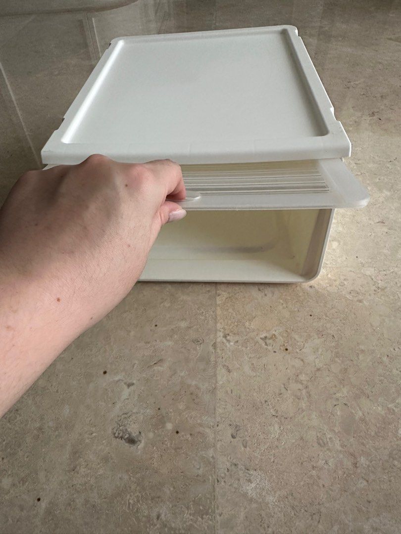 Stackable Shoe Box (Category: Storage Boxes & Baskets) located in Singapore. Submitted by gingko_lola (Listing ID 1354375937, Image 2). Description: Stackable shoes boxes, with lid that can be lifted. I have 18 available. Collection from River Valley/ Killiney road. $3 each. $10 for 4. Width 27cm, length 34cm, height 15cm.