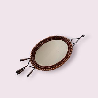 Vintage 70s beaded mirror wall decor