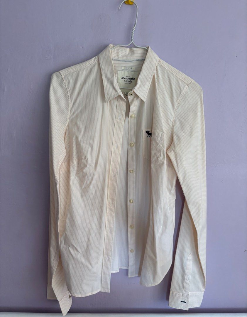 A&F Stripes Longsleeves (Category: Longsleeves) located in Cainta. Submitted by patdr. (Listing ID 1354563730, Image 1). Description: -Offwhite with pink stripes - M on tag but best fit XS to S.