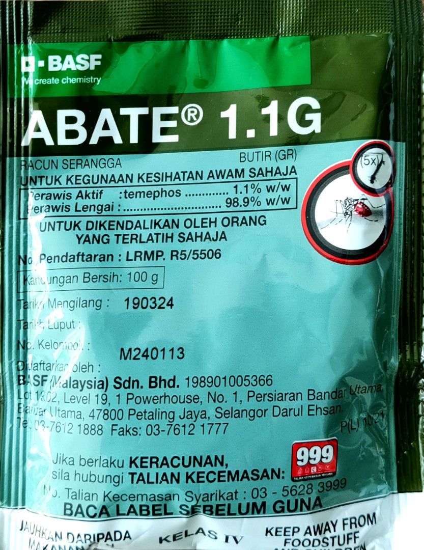 BASF Abate 1.1G Aedes mosquito larvae killer, Everything Else on Carousell