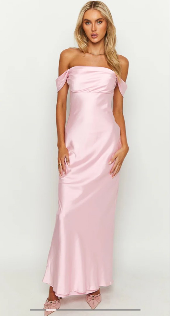 Beginning Boutique Ella Light Pink Off Shoulder Formal Maxi Dress, Women's  Fashion, Dresses & Sets, Dresses on Carousell