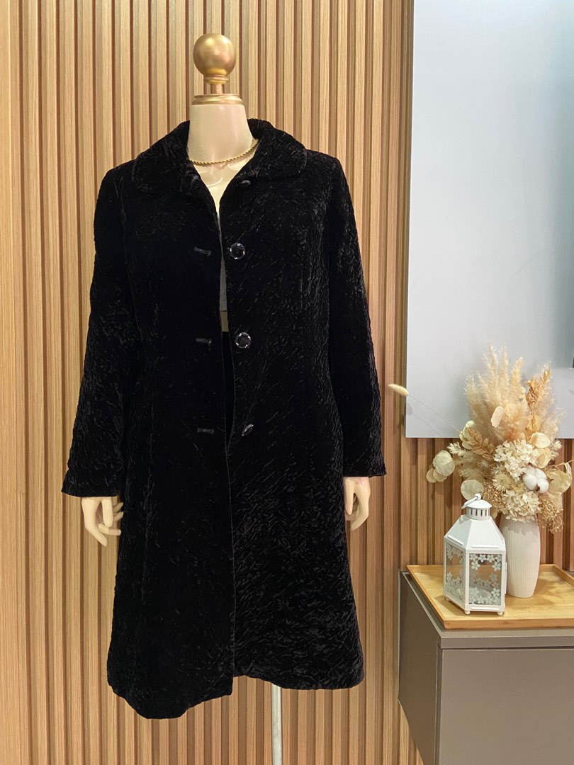 Velvet Long Coat - Velvet Carcoat - Black Coat main image 1