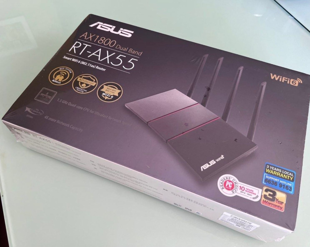 BNIB ASUS RT-AX55 Router WIFI 6 AX1800 Dual Band, Computers & Tech ...