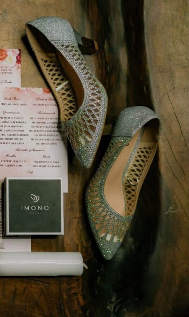 Bridal Shoes with free accessories (Category: Heels) located in Tanza. Submitted by jenicakes (Listing ID 1354680466, Image 1). Description: Used once for wedding Looks new with box Bridal Shoes Figlia : 1799 Accessories: 589 Size 37.