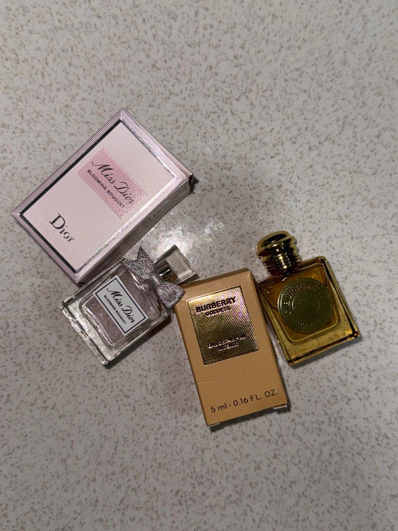 Burburry Goddess and Miss Dior BB (Category: Fragrance & Deodorants) located in Manila. Submitted by aerocroft (Listing ID 1354670825, Image 2). Description: Mini Miss Dior Blooming Bouquet - 900 php Mini Burburry Goddess - 900 php Take both - 1,500 php Lalamove/lbc, thank you.
