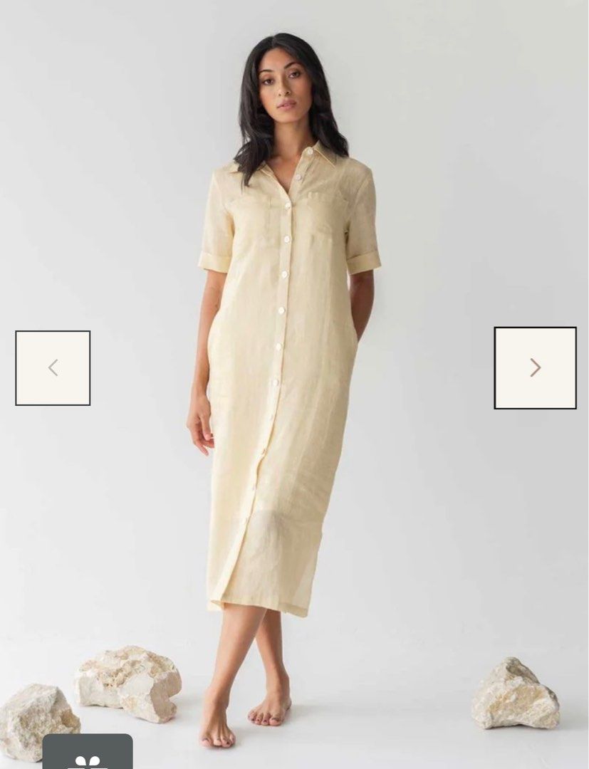 Esse The Label Lumen Shirt Dress (Lemon Drop) (Category: Dresses) located in Singapore. Submitted by beigepoppies (Listing ID 1354636454, Image 2). Description: Tagged size S, only worn once in perfect condition A really elegant looking midi that you can dress up or down Comes with inner slip and a sash so super versatile and can be styled in different ways RTP $199.