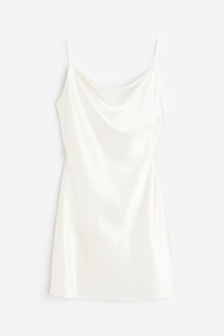 H&M white satin dress (Category: Evening dresses & gowns) located in Makati City. Submitted by imryzz (Listing ID 1354698720, Image 3). Description: H&M satin tie detail dress Small Rfs decluttering.