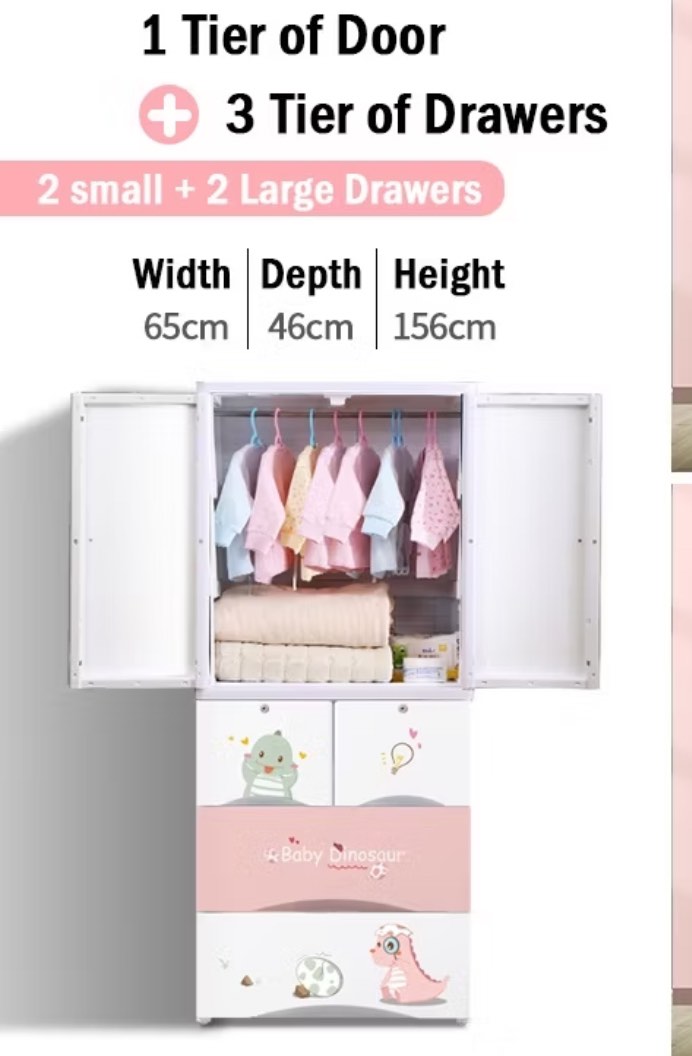 Kids Wardrobe / Closet Children Clothes Rack cabinet/ Plastic Storage ...