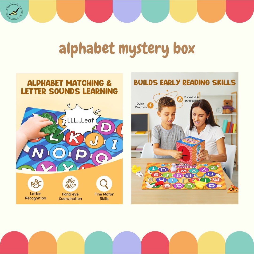 Learning Toys: Alphabet Mystery Box (Category: Educational & Learning Toys) located in Manila. Submitted by uuk89 (Listing ID 1354666262, Image 3). Description: EDUCATIONAL/LEARNING TOYS 🍎 Alphabet Mystery Box Price: 785.00 Shipping via J&T For SDD withij NCR: Lalamove.