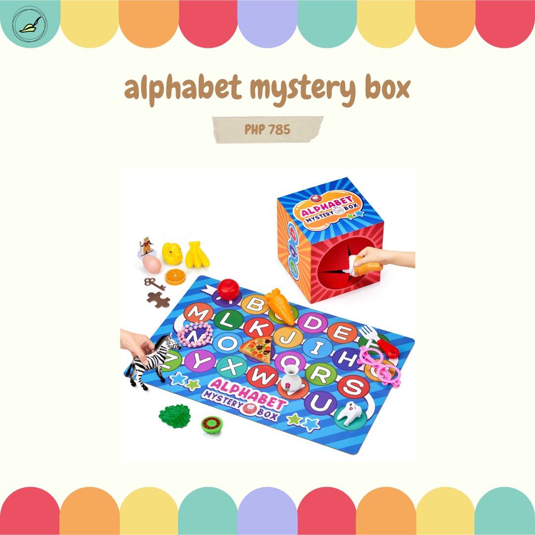 Learning Toys: Alphabet Mystery Box (Category: Educational & Learning Toys) located in Manila. Submitted by uuk89 (Listing ID 1354666262, Image 1). Description: EDUCATIONAL/LEARNING TOYS 🍎 Alphabet Mystery Box Price: 785.00 Shipping via J&T For SDD withij NCR: Lalamove.