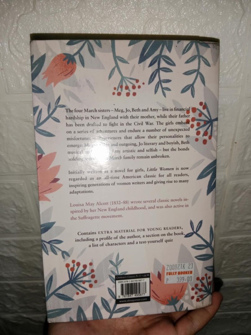 Little Women book (Category: Storybooks) located in Nabua. Submitted by antheaflo (Listing ID 1354653108, Image 2). Description: Bought from Fullybooked. One of the prettiest books of Little Women that I've seennn Like new. Little to no noticeable flaws RFS: Decluttering .