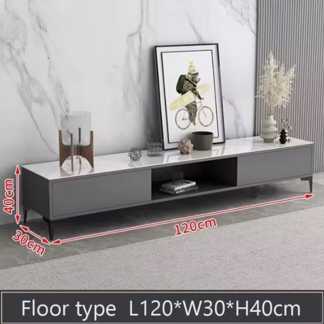 Luxury Marble Pattern TV Console Modern Floor Standing Living Room