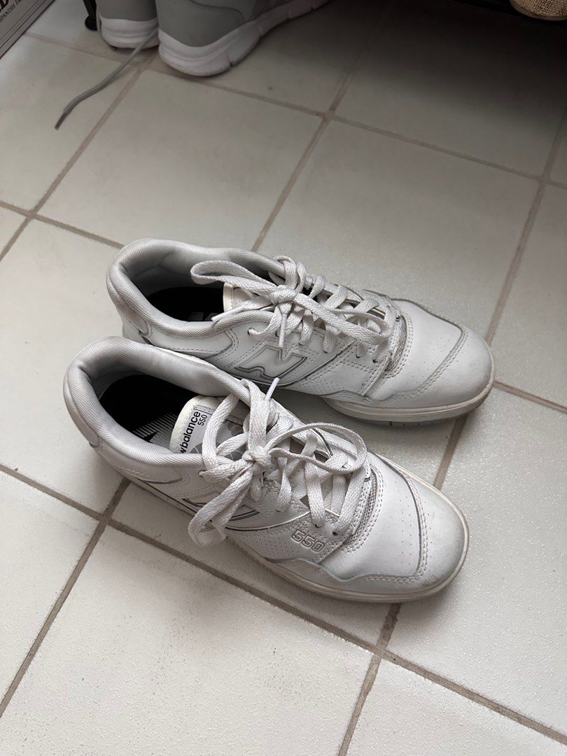 New Balance 550 White and Gray (Category: Sneakers) located in Taguig. Submitted by offtheshelf_ (Listing ID 1354548460, Image 1). Description: Only flaws are dirt from use Original Price: P6,000.