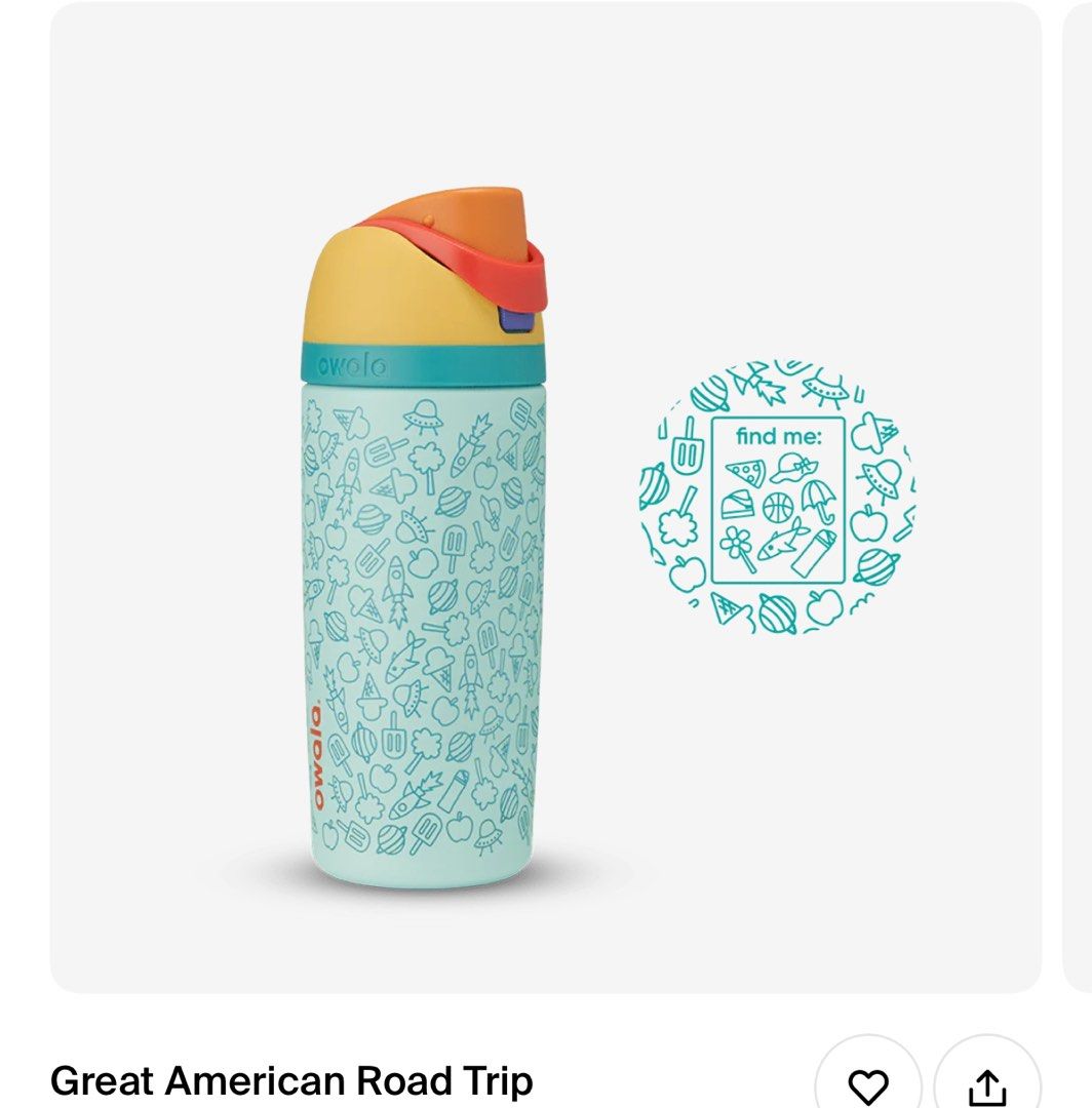 Owala 16oz Water Bottle from USA (Category: Water Bottles & Tumblers) located in Singapore. Submitted by overbuyer (Listing ID 1352141213, Image 3). Description: Ready stock. Bought direct from Owala USA. Self collection at Sengkang MRT - Special Edition Great American Road Trip @ $70 (sold) - Day Dream @ $60 - Bunny Business @ $60 (sold) - Fireball @ $60.
