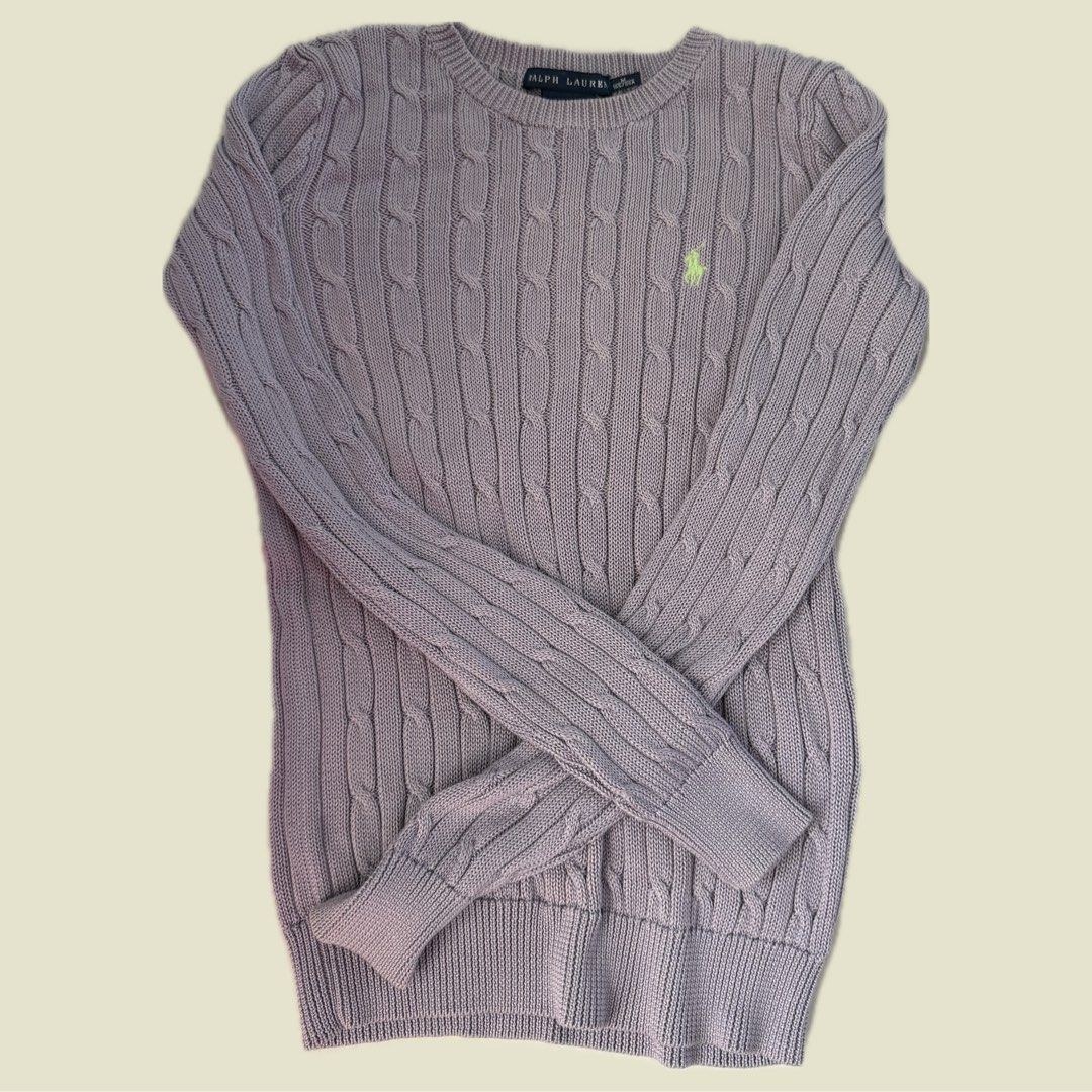 Ralph Lauren lavender cable knit sweater (Category: Longsleeves) located in Cagayan de Oro. Submitted by wednesdaystuff_ (Listing ID 1354636193, Image 1). Description: never been used actual color is a muted lavender fits small-medium.