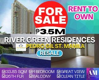 River Green Residences 1bedroom condo unit for sale clean title in Pedro Gil Manila