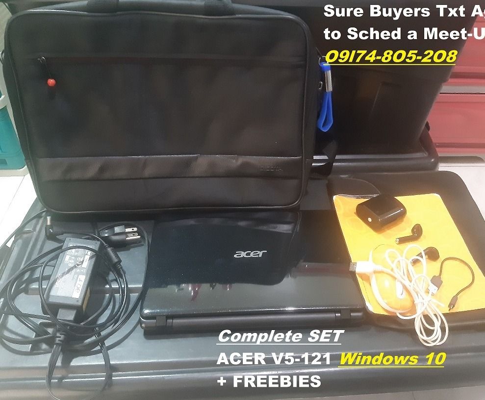 RUSH Authentic ACER Aspire V5 121 Windows 10 Complete SET (Category: Laptops & Notebooks) located in San Pedro. Submitted by spike_robota (Listing ID 1314685630, Image 3). Description: NOT a ChromeBook <|>-<|>-<|> Sure Buyers Txt Agad to Sched a Meet-Up O9l74--8O5--2O8 ONLY ISSUE: Ayaw na Mag-Charge ng Battery, Plug & Play na Siya RFS "I will be working Onsite" -->SSD Storage 297GB & RAM 2GB Windows 10 Model: ACER Aspire V5-121 >>>Includes: -Char