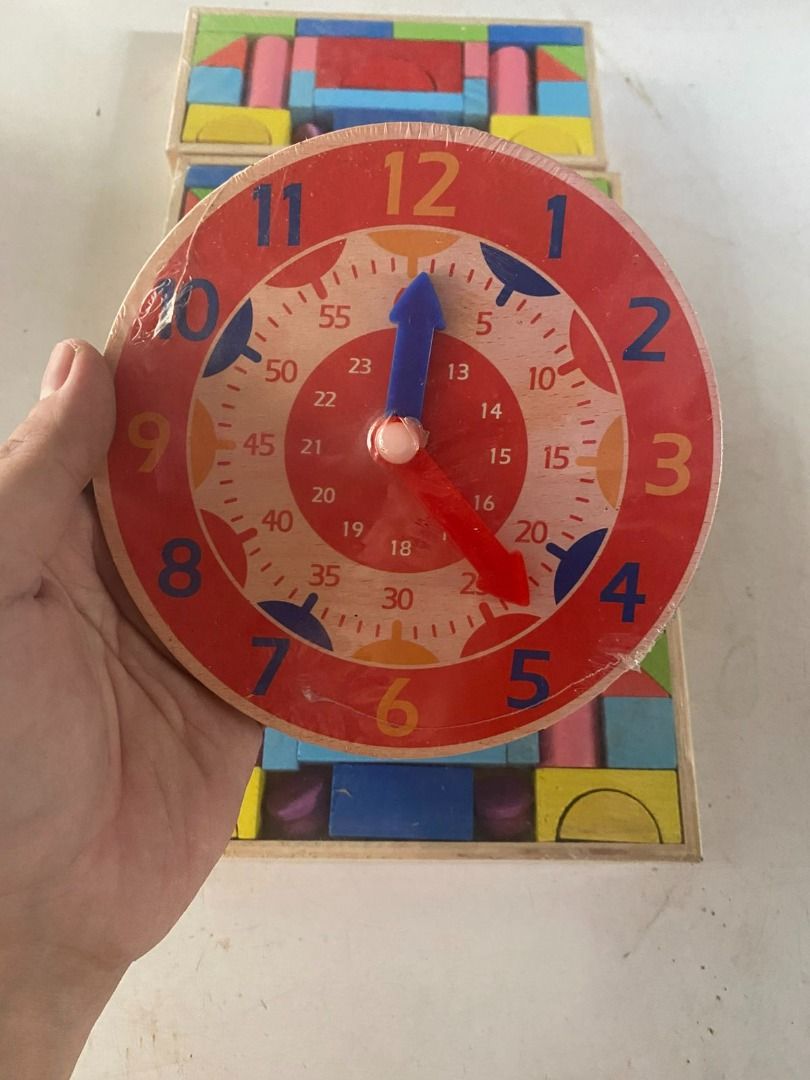 Wooden Blocks and Clock Bundle, Hobbies & Toys, Toys & Games on Carousell