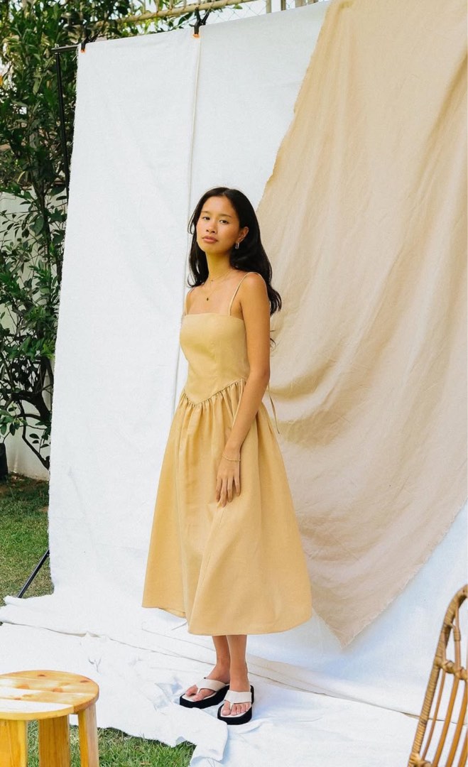 4512051 Yellow Drop Waist Dress