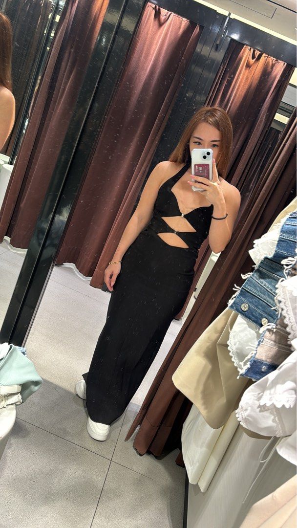 Zara halter Bond girl black dress, Women's Fashion, Dresses & Sets, Dresses  on Carousell