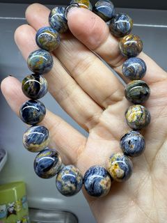 Natural Crystal Pietersite Two-Tone Denim Blue共生 Oil Painting Bracelet 12.3mm+ Pietersite (PT008)64192809770497110