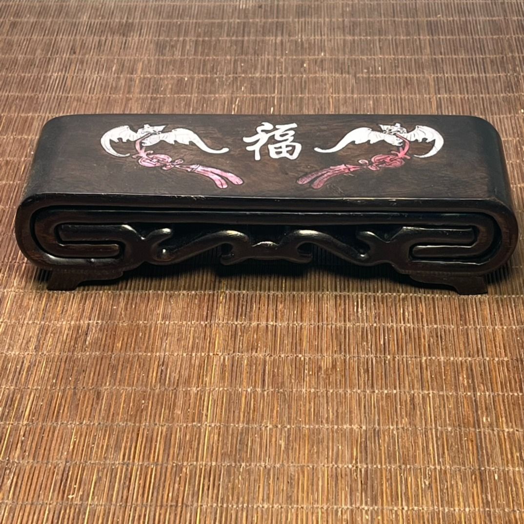 珍品旧蔵* 清代 木製品 花梨木 嵌螺鈿貝殼 四開盒首飾