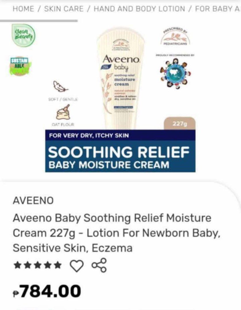Aveeno moisture cream soothing relief (Category: Face Care) located in Valenzuela. Submitted by teewsjala (Listing ID 1354814224, Image 2). Description: .