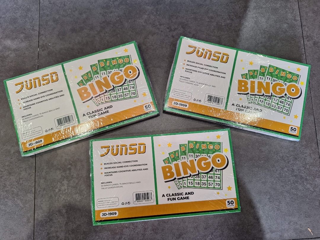 Bingo cards 50cards and numbers set (Category: Board Games & Puzzles) located in Paranaque City. Submitted by bellemarketing (Listing ID 1354860512, Image 1). Description: Bingo cards 50cards and numbers set.