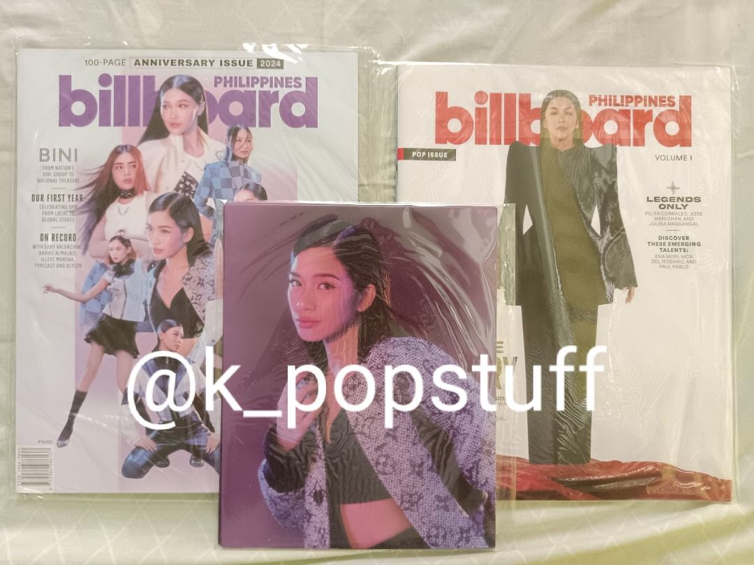 BINI Billboard magazine set w/ complete photo prints (Category: Magazines) located in Cainta. Submitted by k_popstuff (Listing ID 1354875213, Image 2). Description: wts/lfb Billboard magazine set w/ complete photo prints 💸 1.2k per set (1.1k payo) 💸 MOP: Gcash, Maya, Gotyme & Seabank 🚚 MOD: LBC, GGX, JNT & SDD 🏷️ Bini Gbv aiah colet maloi gwen stacey mikha jhoanna sheena ot8 photocard puregold parcinq modess jollibini sunsilk fudgee bar lfs w