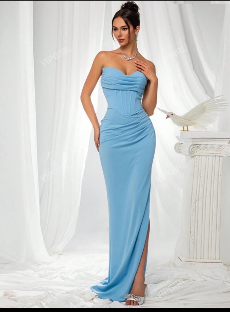 Kelsey Strapless Gown (Light Blue)