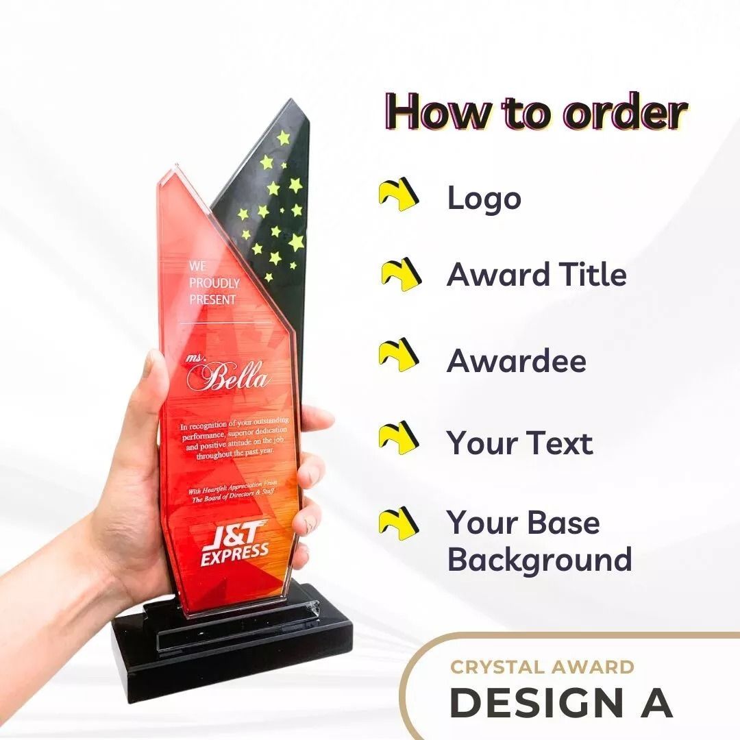 Customize Crystal Trophy for company award sports tournament Design A ...
