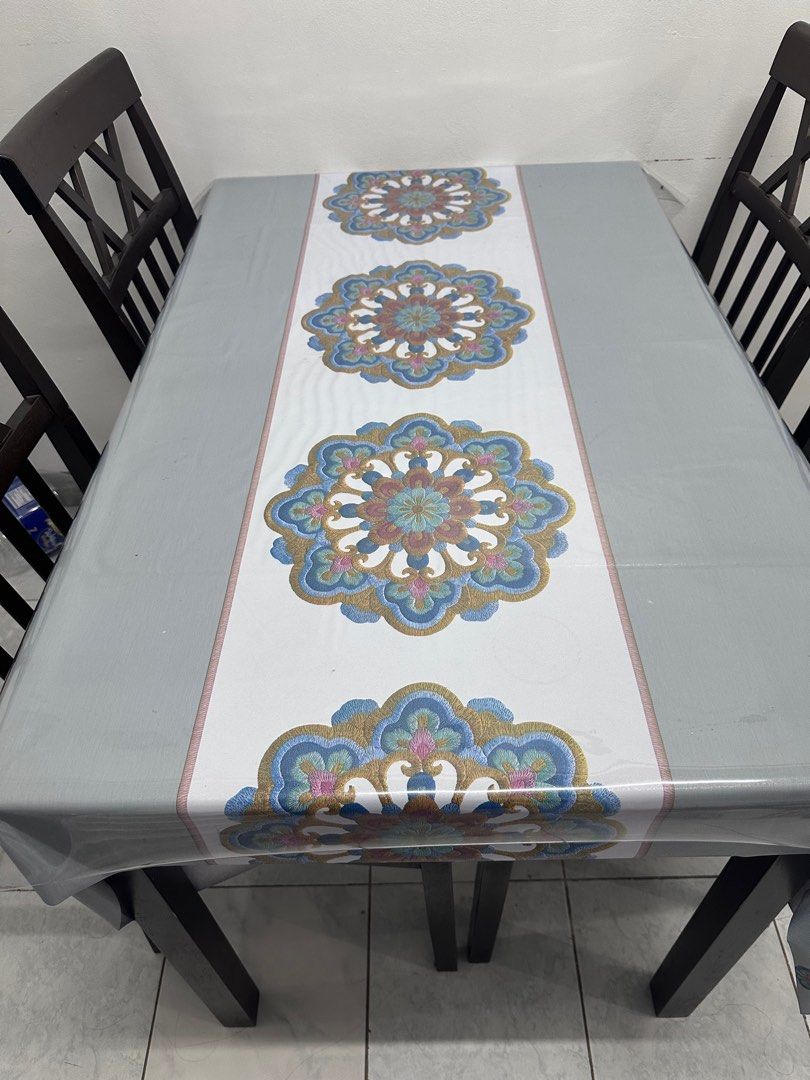 Dining set 4-seater (Category: Tables & Sets) located in Manila. Submitted by prelovedbygayle (Listing ID 1354842394, Image 2). Description: Dining set 4-seater Malaysian woods Upholstered except for 1 chair RFS: Moving to a small space apartment.