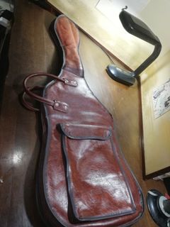 Guitar case, leather, vintage, 113cm length x 35cm x 30cm x 6cm thick