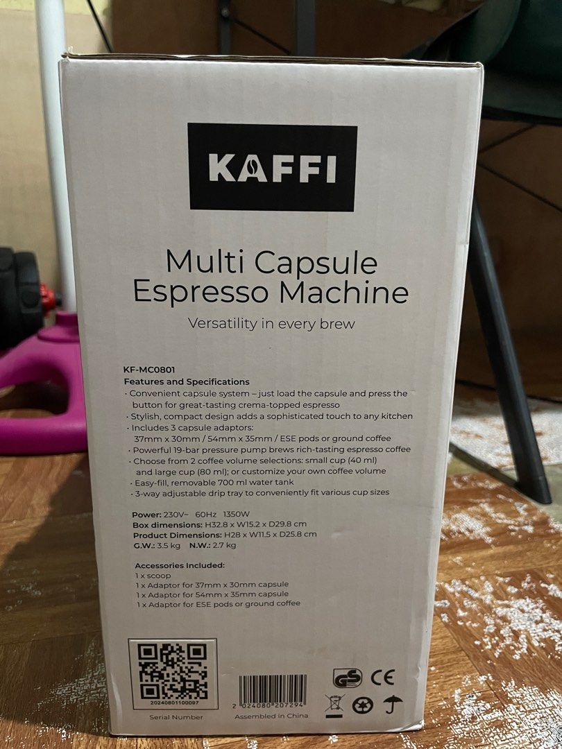 KAFFI Multi Capsule Espresso Machine (Category: Coffee Machines & Makers) located in Caloocan City. Submitted by vitentemartin (Listing ID 1354815490, Image 2). Description: Brand New (Never Been Used) Rfs: Extra .