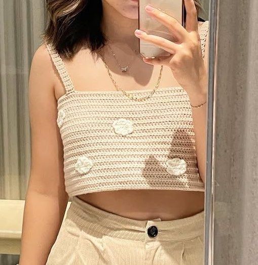 Knitted Beige Cropt Top (Category: Blouses) located in Quezon City. Submitted by fpla01 (Listing ID 1354749310, Image 3). Description: Used only 3x Cute and had it custom made from an instagram seller.
