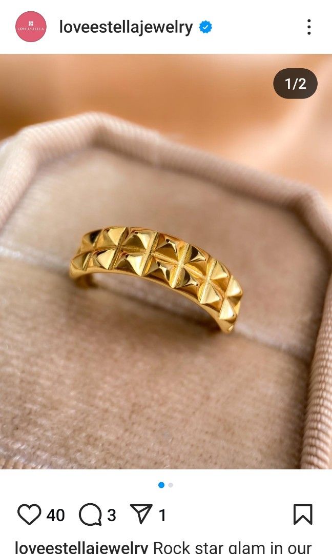 LEJ angular stacker ring (Category: Rings) located in Singapore. Submitted by bedblanket (Listing ID 1354906205, Image 1). Description: love Estella jewellery stacker ring with angular design available in (YG) hardware S925, adjustable size mailing +$2.5 (tracking, bubble wrap, to letterbox) free nm.