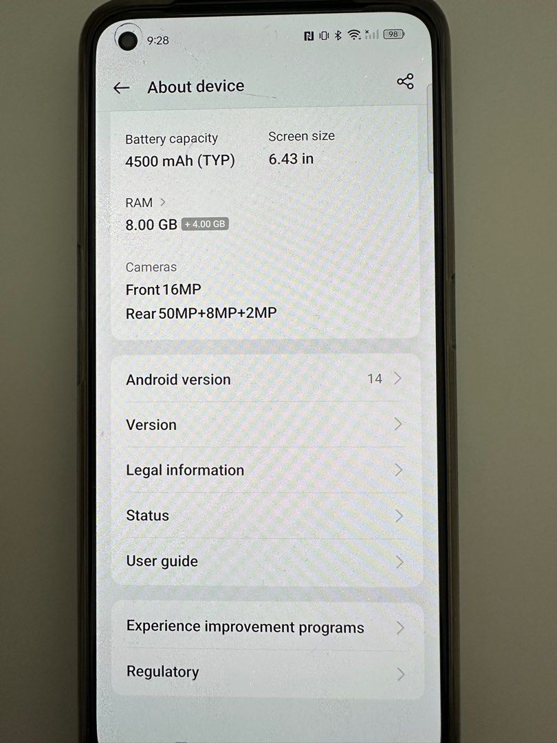 Realme 9 Pro+ (Category: Realme) located in Manila. Submitted by acnm1439769 (Listing ID 1354754737, Image 3). Description: Original price: 23k Specs: https://www.realme.com/ph/realme-9-pro-plus/specs Bought last 2022, pang work lang. Only used as a test device from previous company. Not an Android user kaya di ko nagagamit, nakatambak lang. Phone is good as new. .