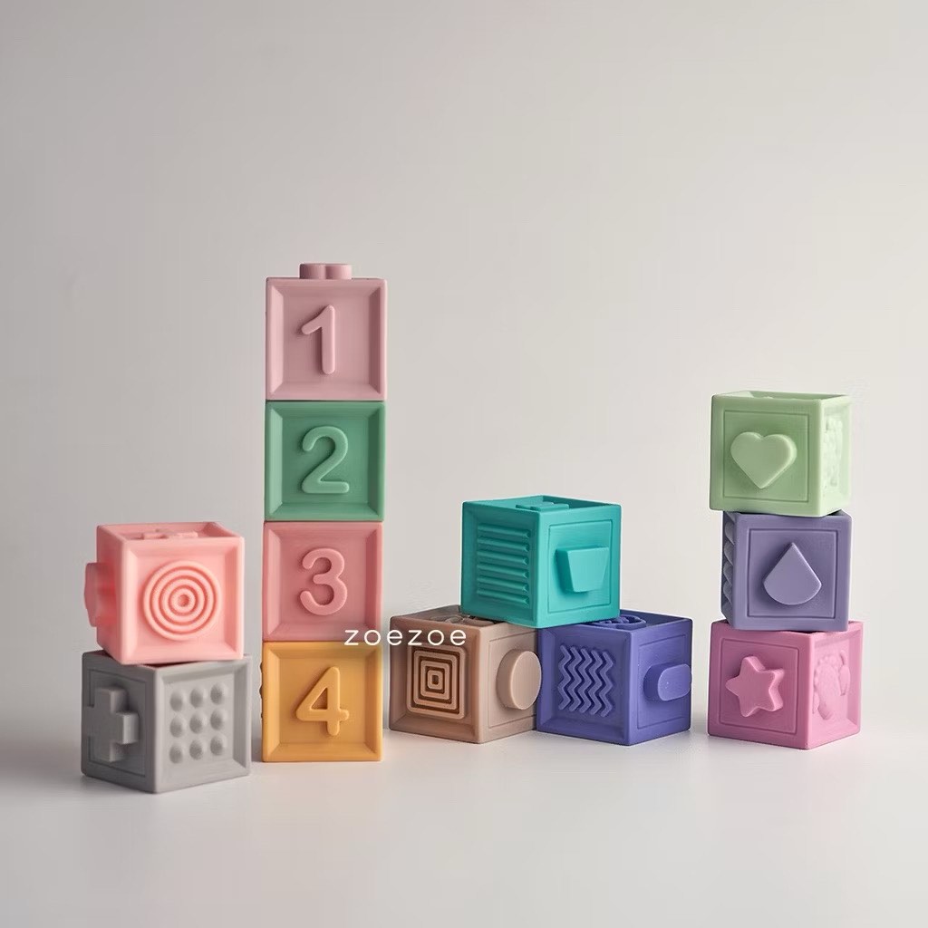 Soft Building Blocks Baby Toys Sensory Silicone Educational Montessori ...