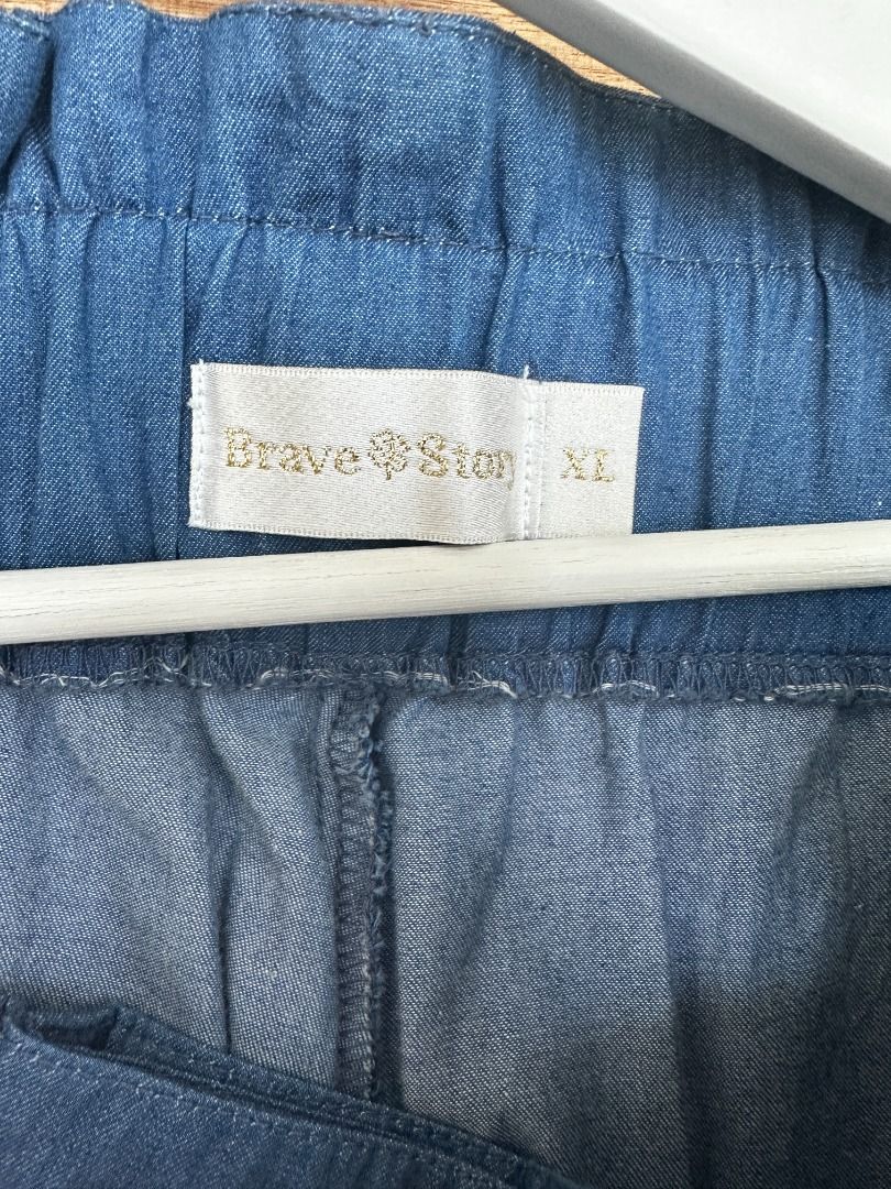 Soft Wide Light Blue Denim Pants Skort Design Plus Size (Category: Other Bottoms) located in Pasig City. Submitted by tin.a.a (Listing ID 1354785071, Image 3). Description: Bought as 3500 but it's too big for me :( Fits up to XXL! The Brave Story is a sustainable fashion brand so this is a limited edition.